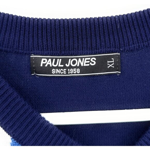 Paul Jones Argyle Sweater Vest Men’s Size XL Blue - Picture 2 of 5